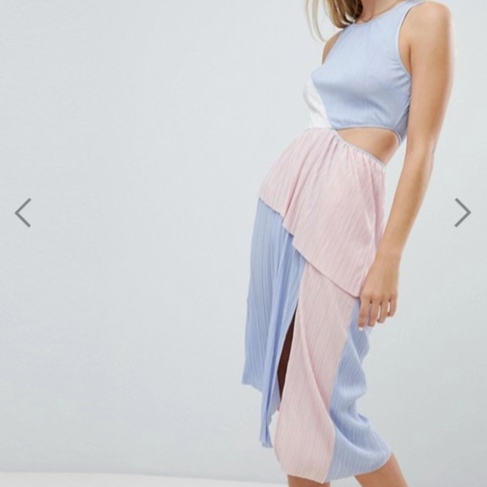 ASOS color block plisse dress